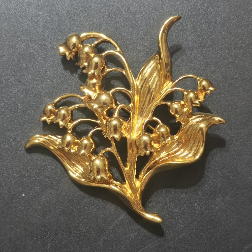 Gold Lily of the Valley Brooch